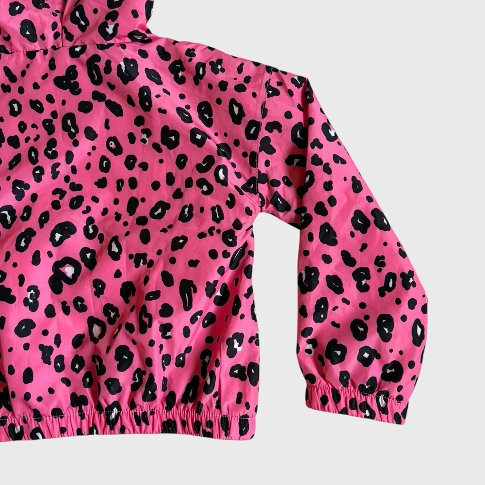 Champion Girls Pink Black Leopard Hooded Windbreaker Jacket Size 4T Lightweight